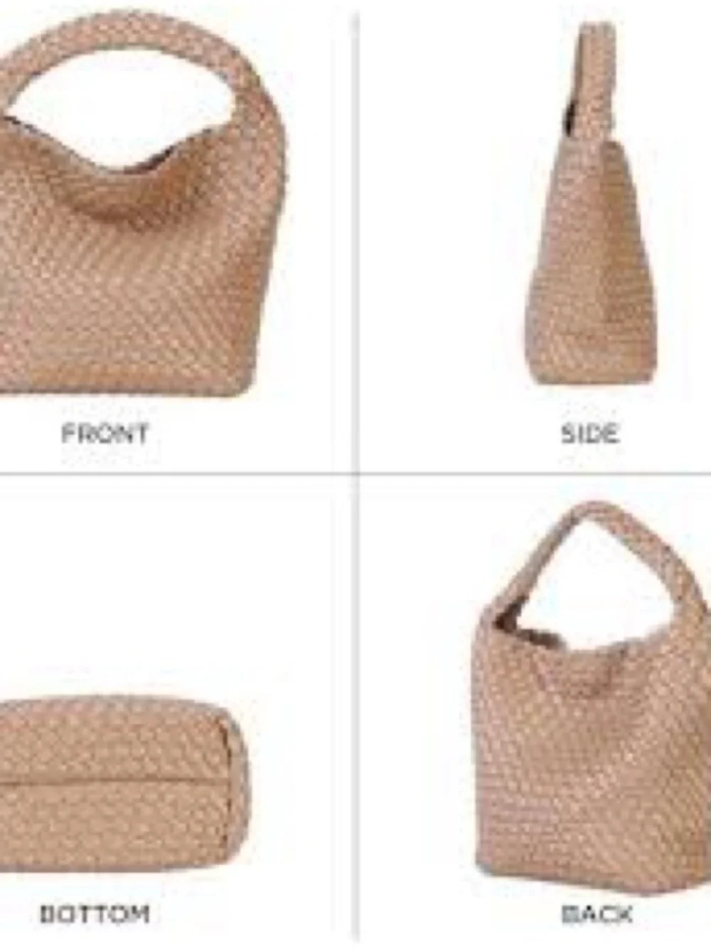 Woven Hobo Shoulder Bag in Tan - Picture 5 of 5
